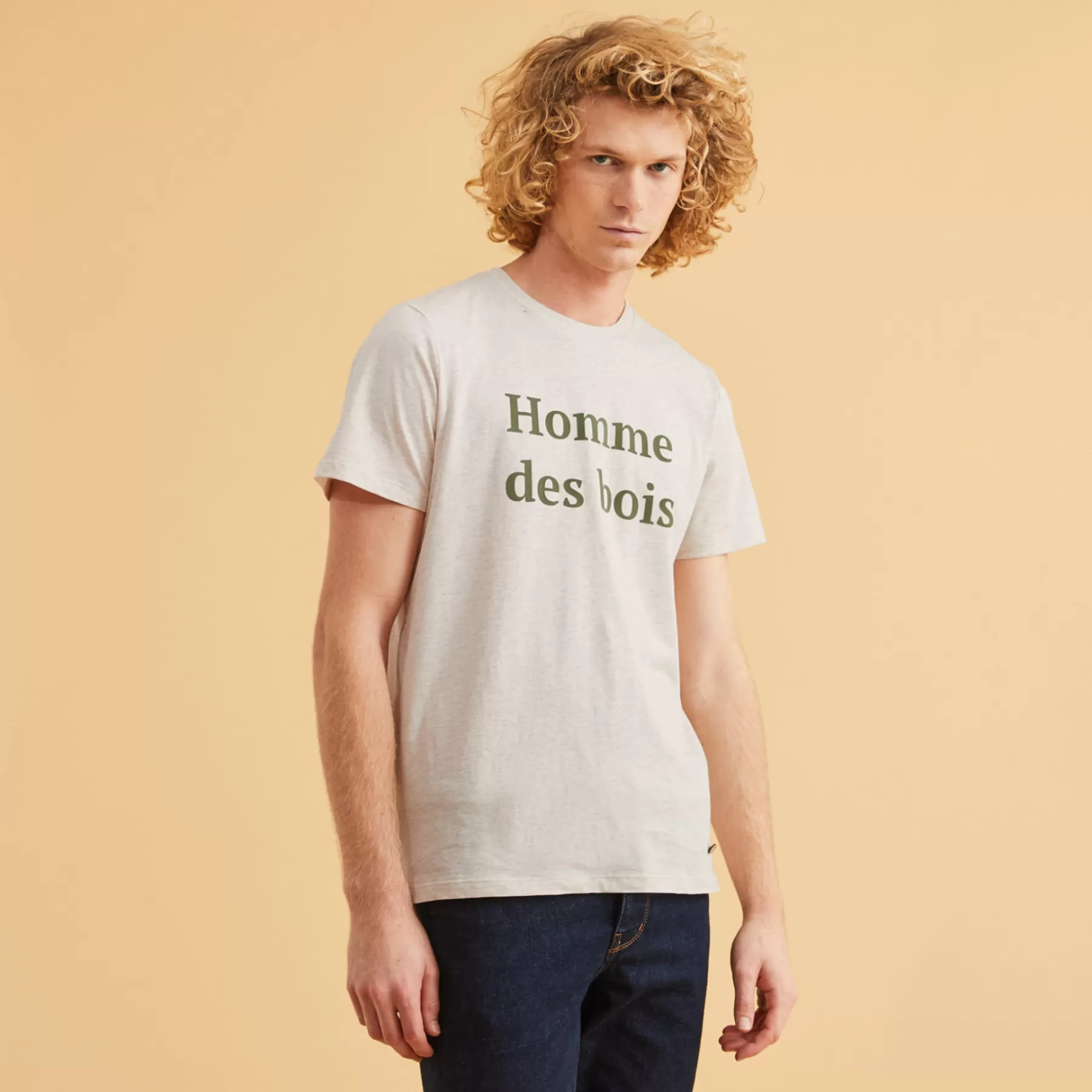 New Beige T-Shirt "Homme Des Bois" Faguo T-Shirts