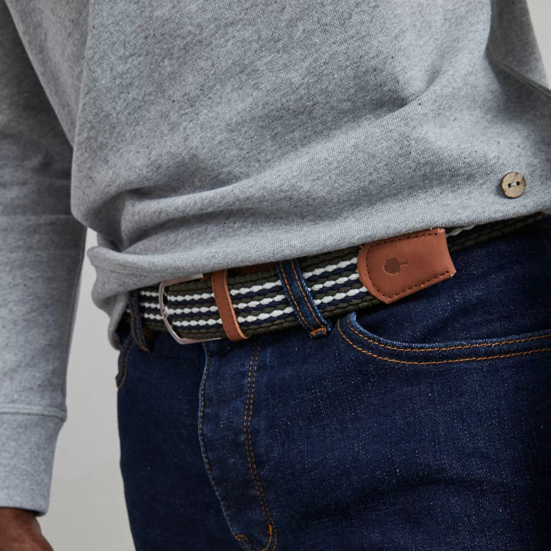 Flash Sale Blue & Green Belt In Recyled Polyester And Lasthanne - Belt Model Belts