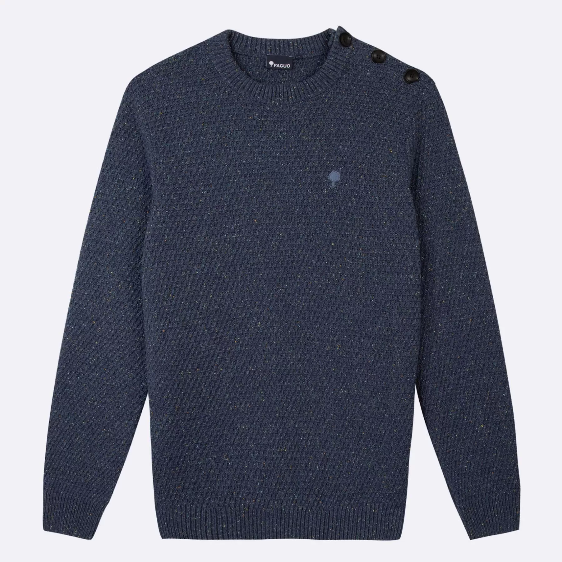 Outlet Blue Buttoned Collar Jumper Pullovers