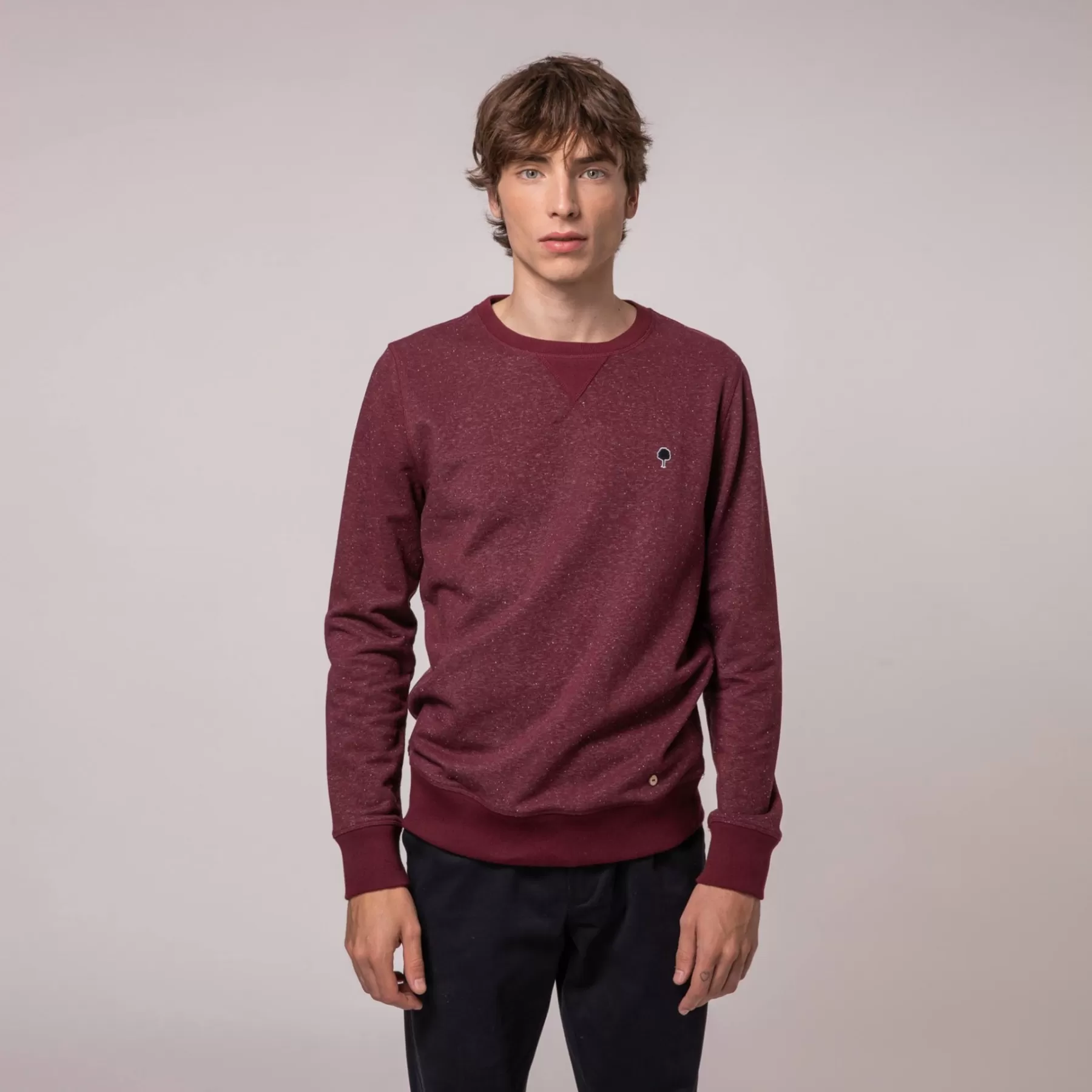 Outlet Burgundy Round Neck Sweatshirt Textile