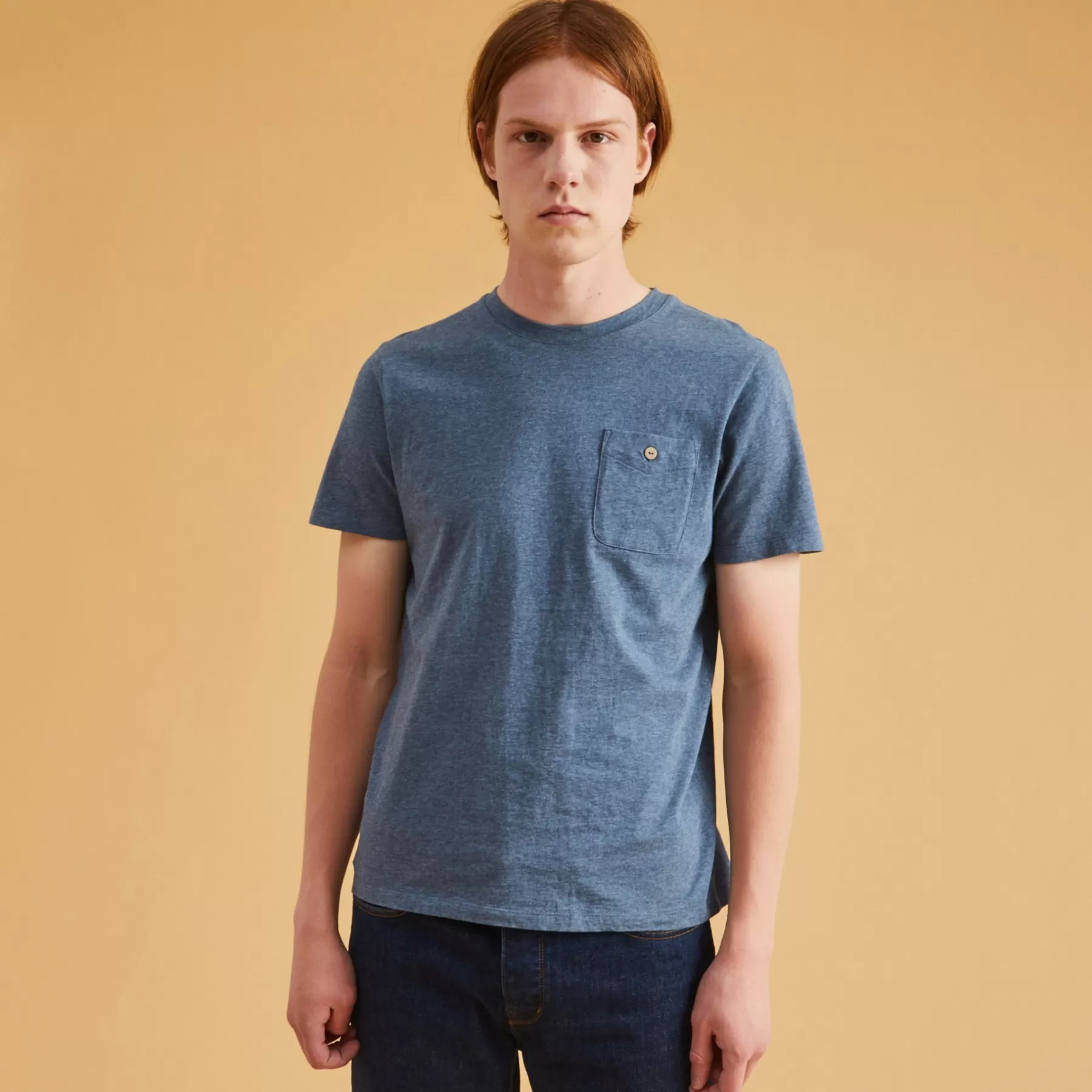 Clearance Dark Blue Round Neck T-Shirt Faguo T-Shirts