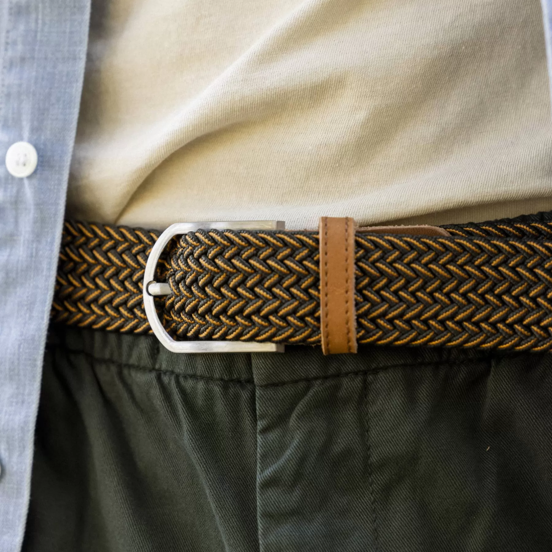 Cheap Dark Green & Orange Belt Belts