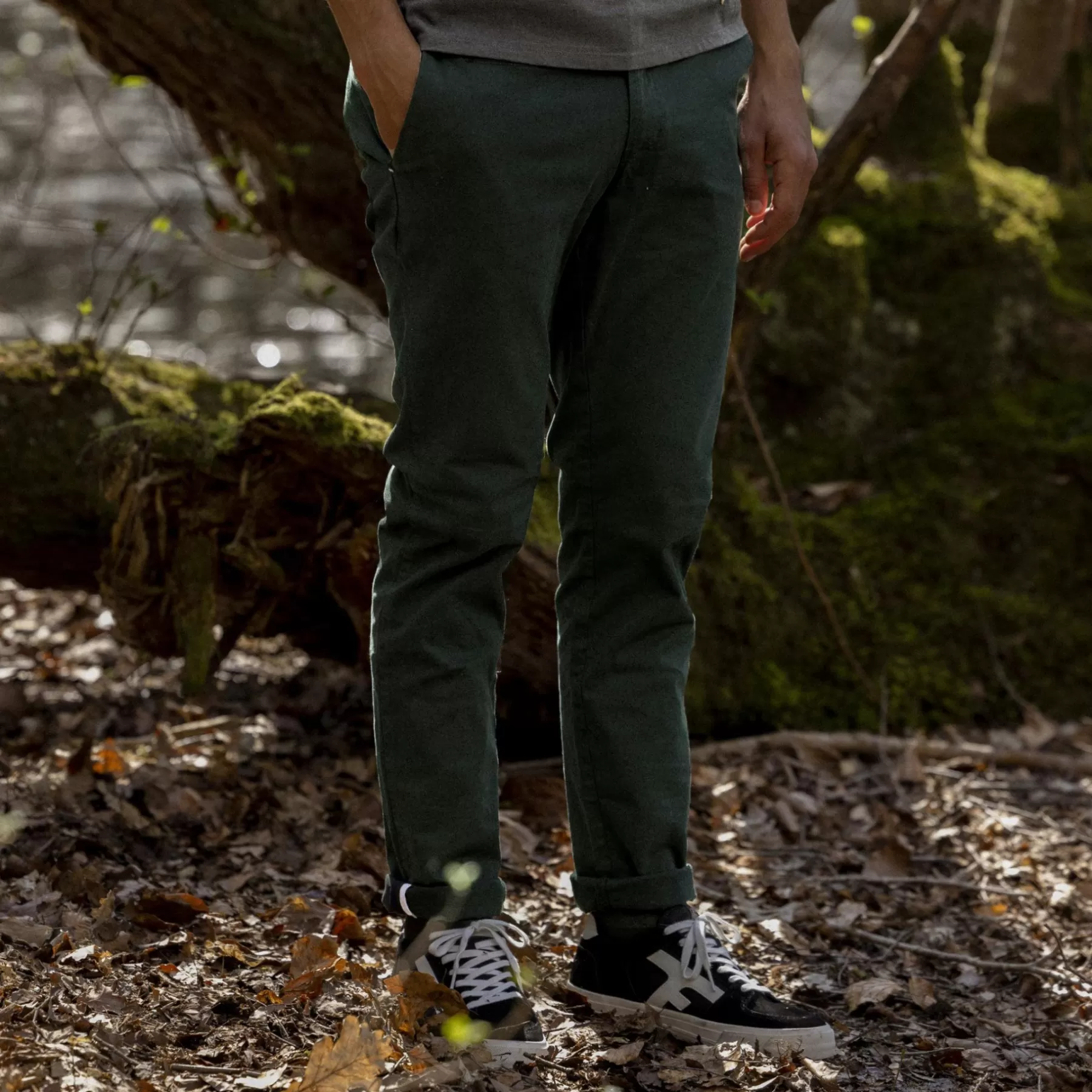 Sale Dark Green Chinos Fitted Cut Chinos & Pants