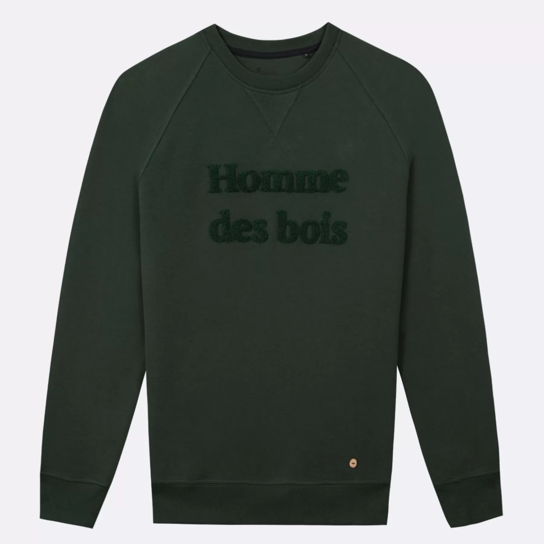 Best Sale Dark Green Round Neck Sweatshirt Homme Des Bois Textile