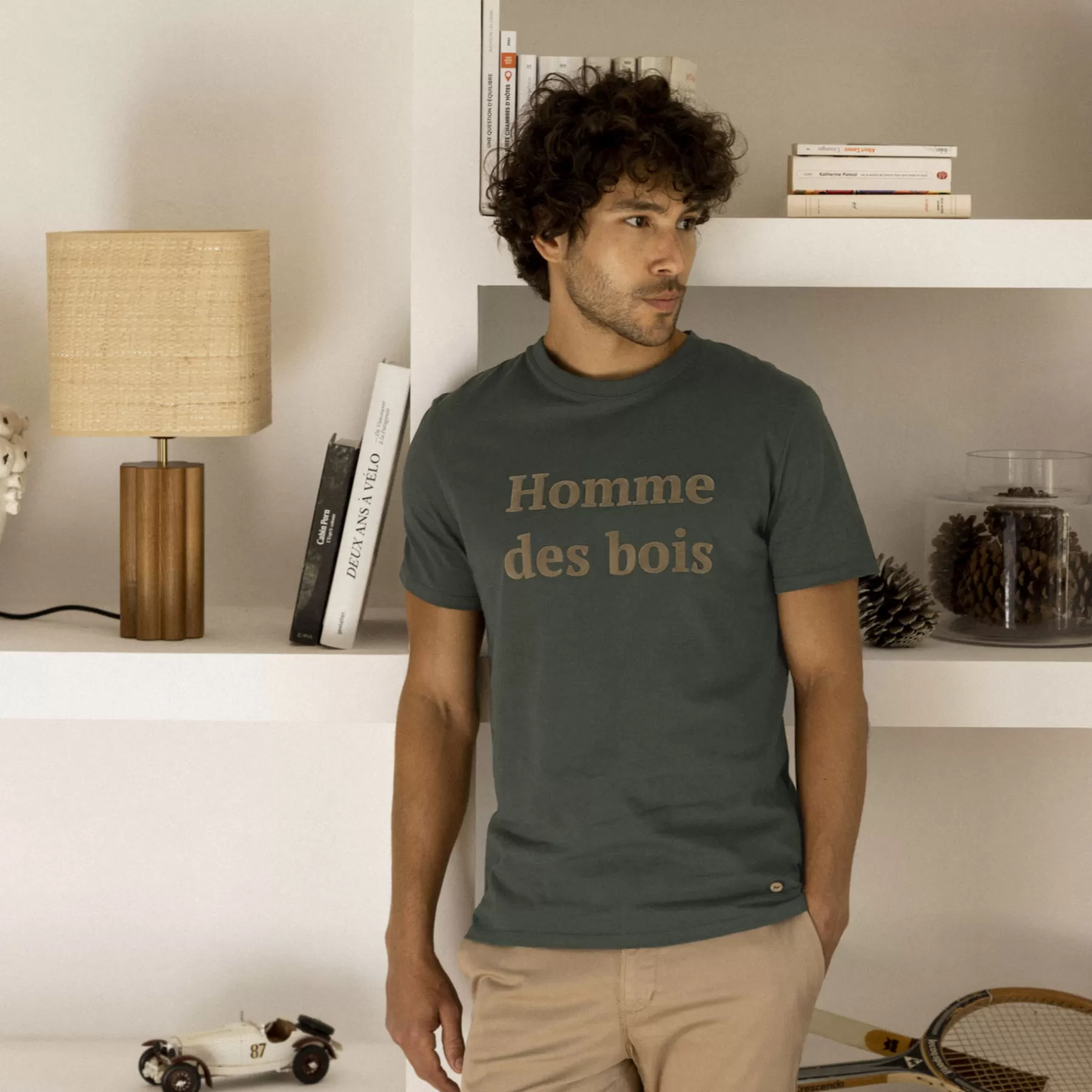 Store Dark Green Round Neck T-Shirt Homme Des Bois Faguo T-Shirts