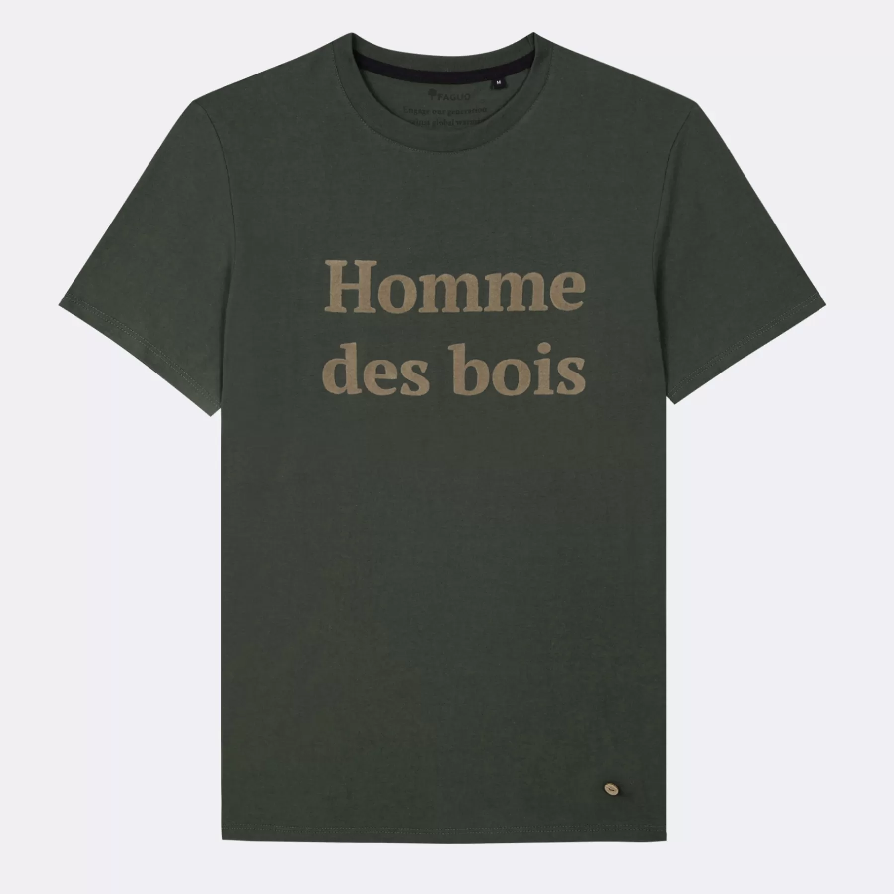 Store Dark Green Round Neck T-Shirt Homme Des Bois Faguo T-Shirts