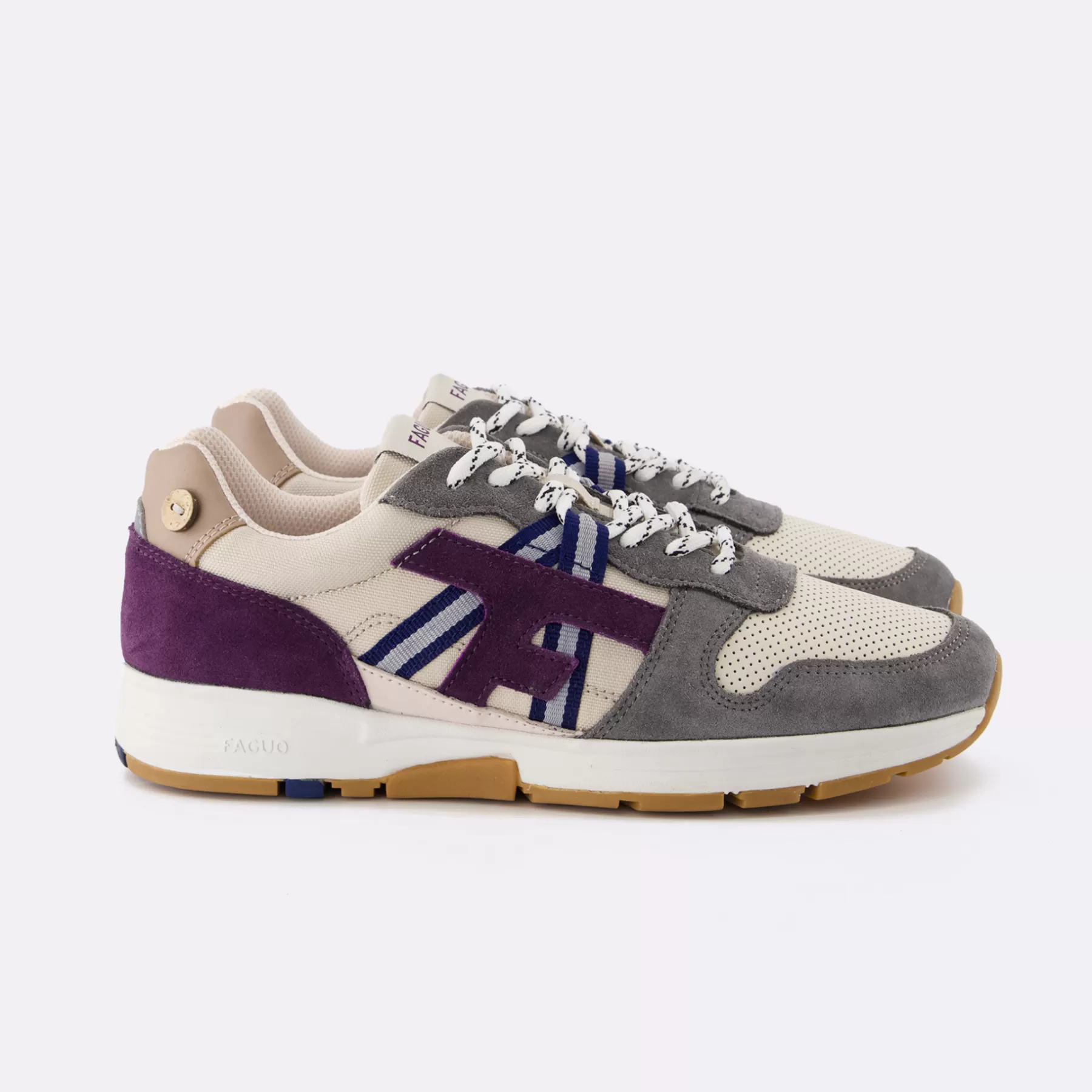 Outlet Ecru & Grey & Purple Runnings Shoes