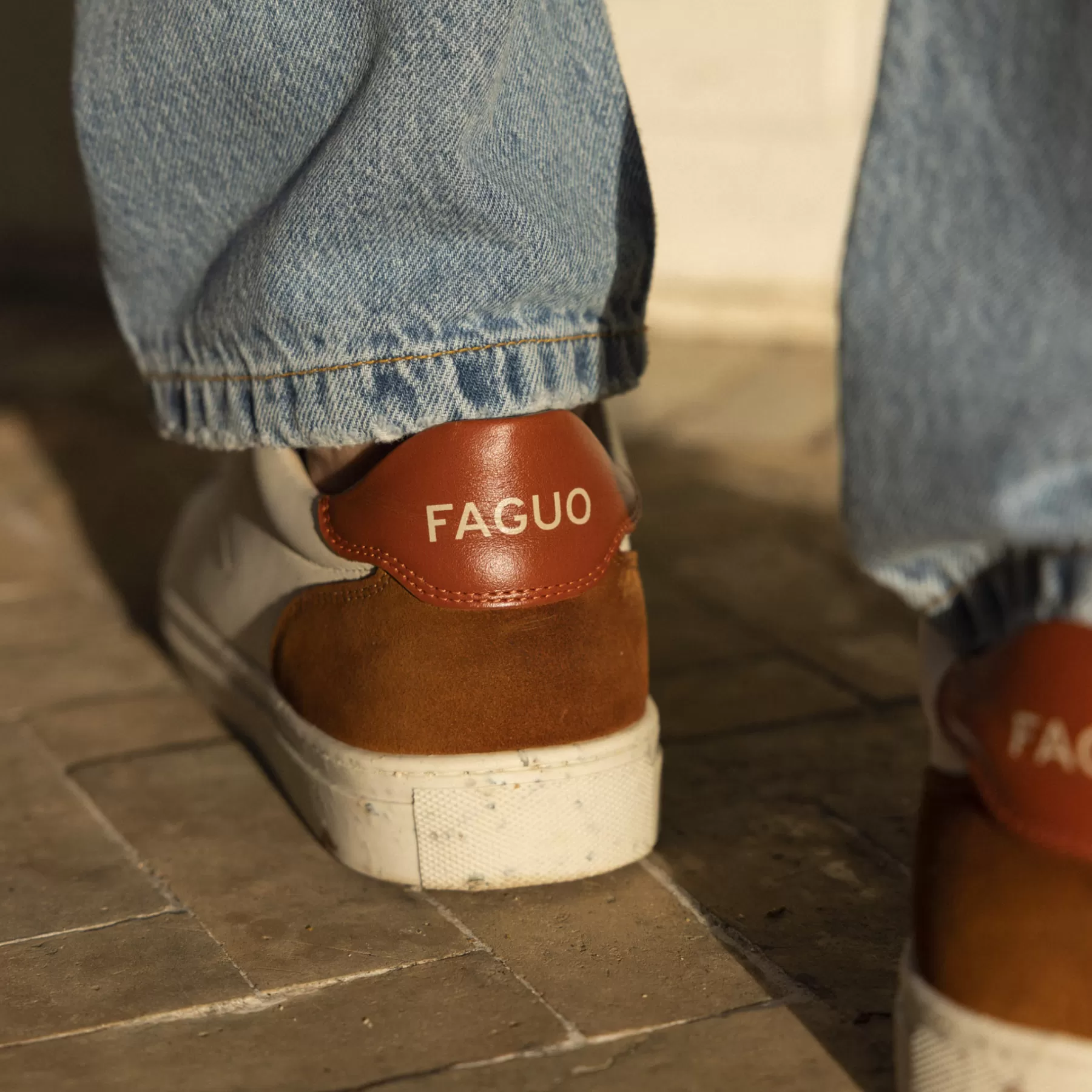 Fashion Ecru And Camel And Terracotta Sneakers Man - Shoes