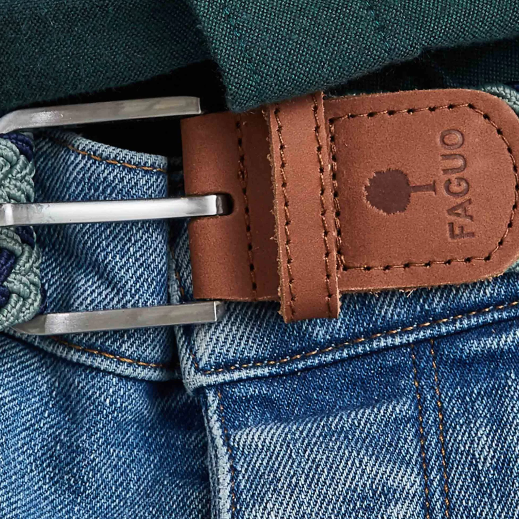 Cheap Green & Blue Belt In Recyled Polyester And Lasthanne - Belt Model Belts