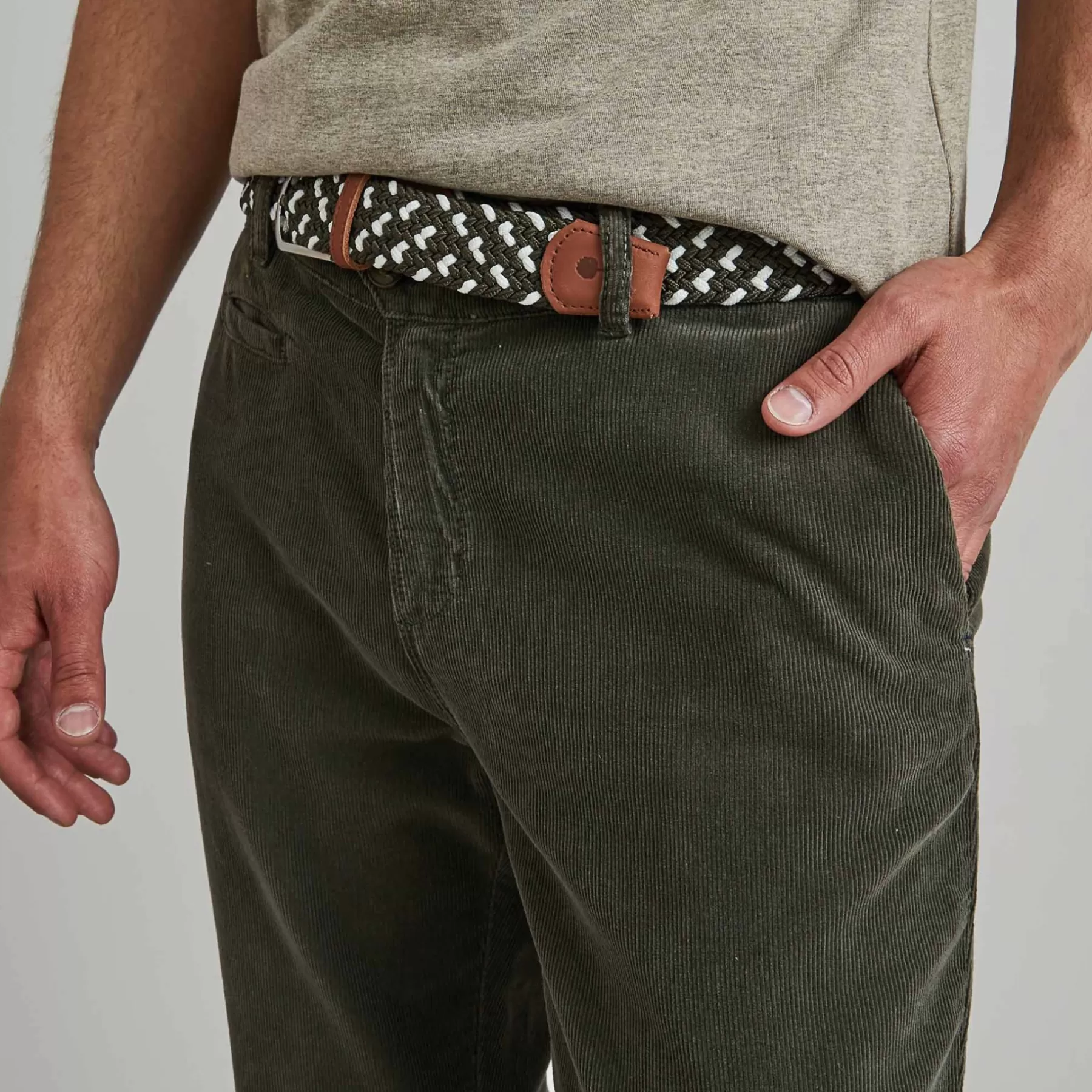 Store Green & Ecru Belt In Recyled Polyester And Lasthanne - Belt Model Belts