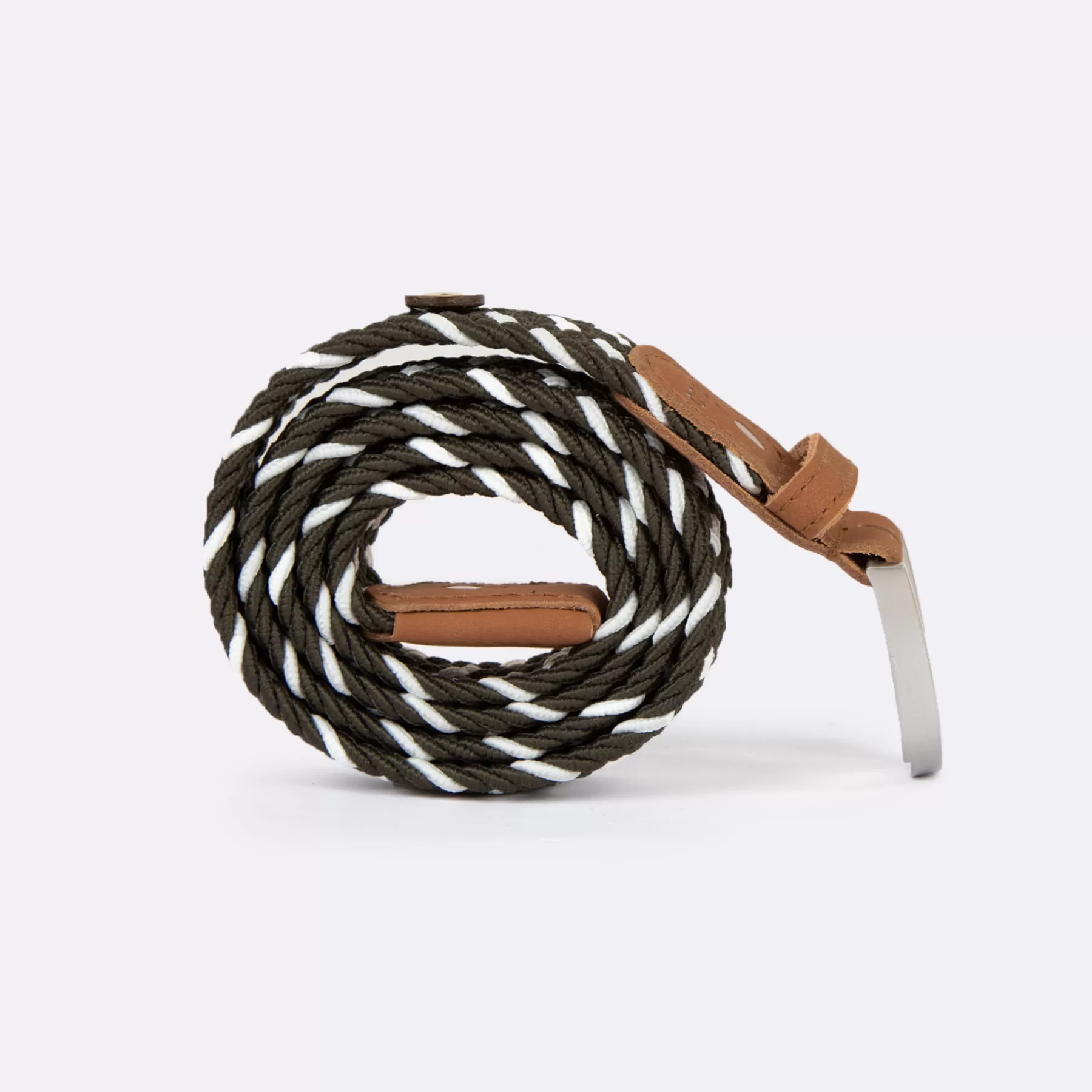 Store Green & Ecru Belt In Recyled Polyester And Lasthanne - Belt Model Belts