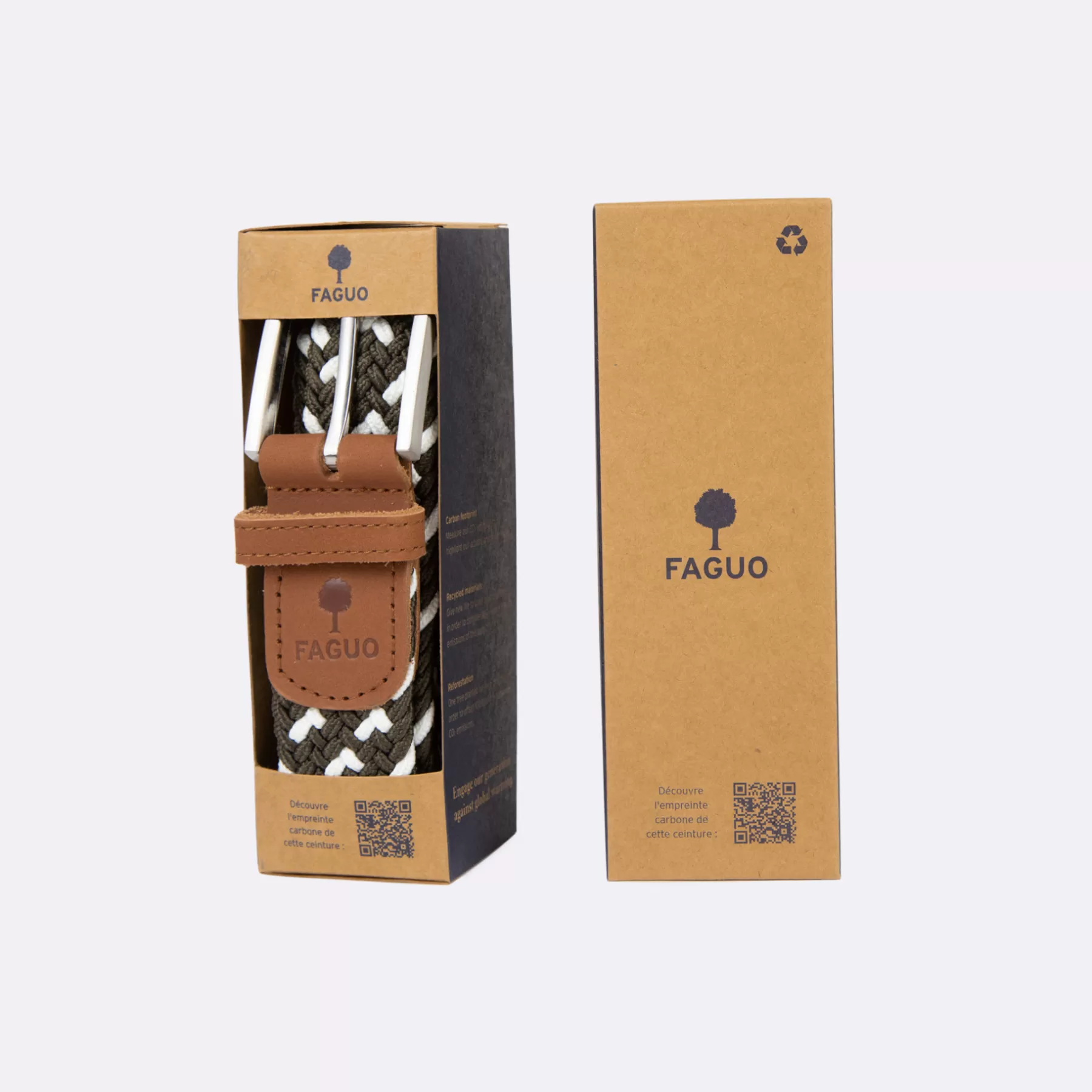 Store Green & Ecru Belt In Recyled Polyester And Lasthanne - Belt Model Belts