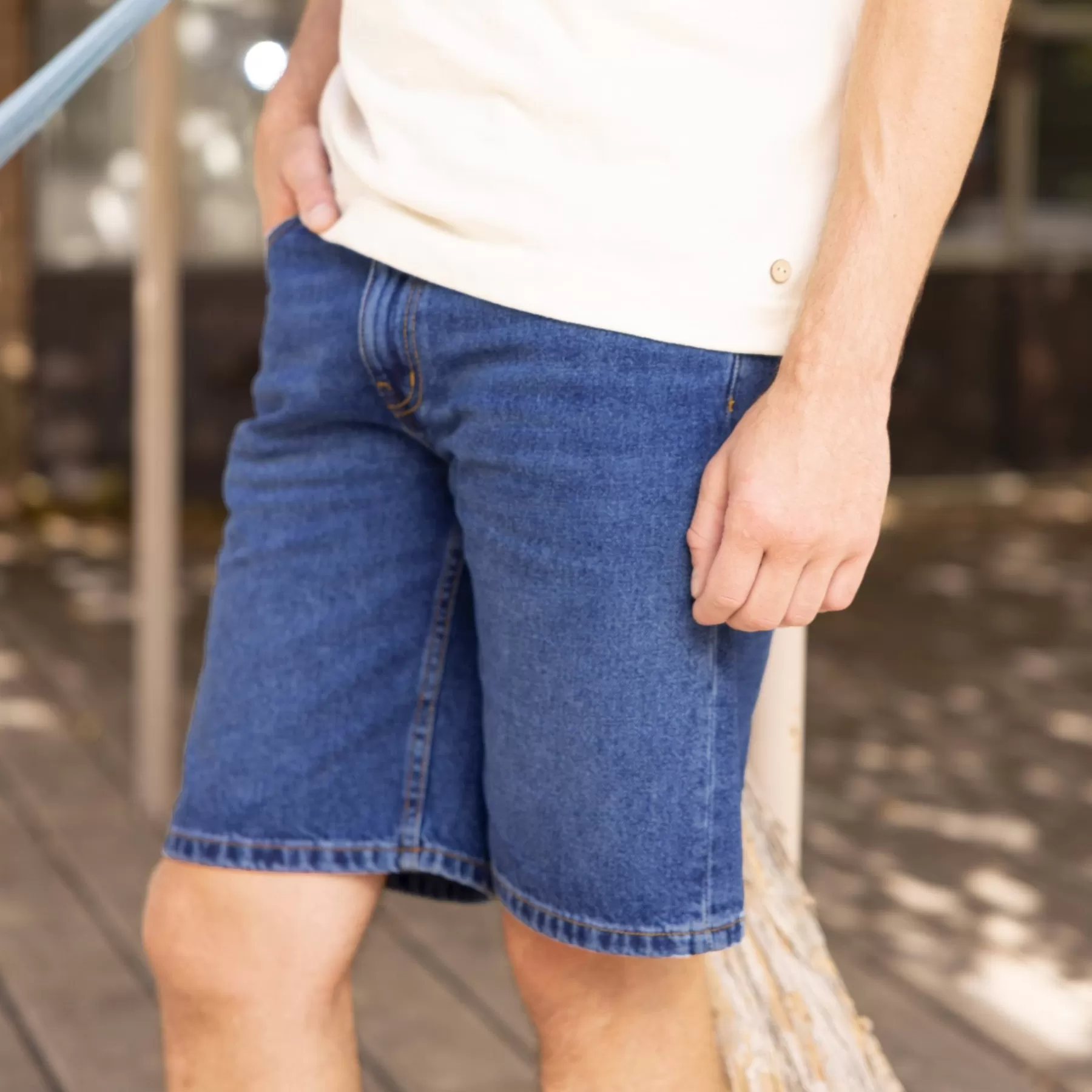 Shop Indigo Denim Shorts Faguo Shorts