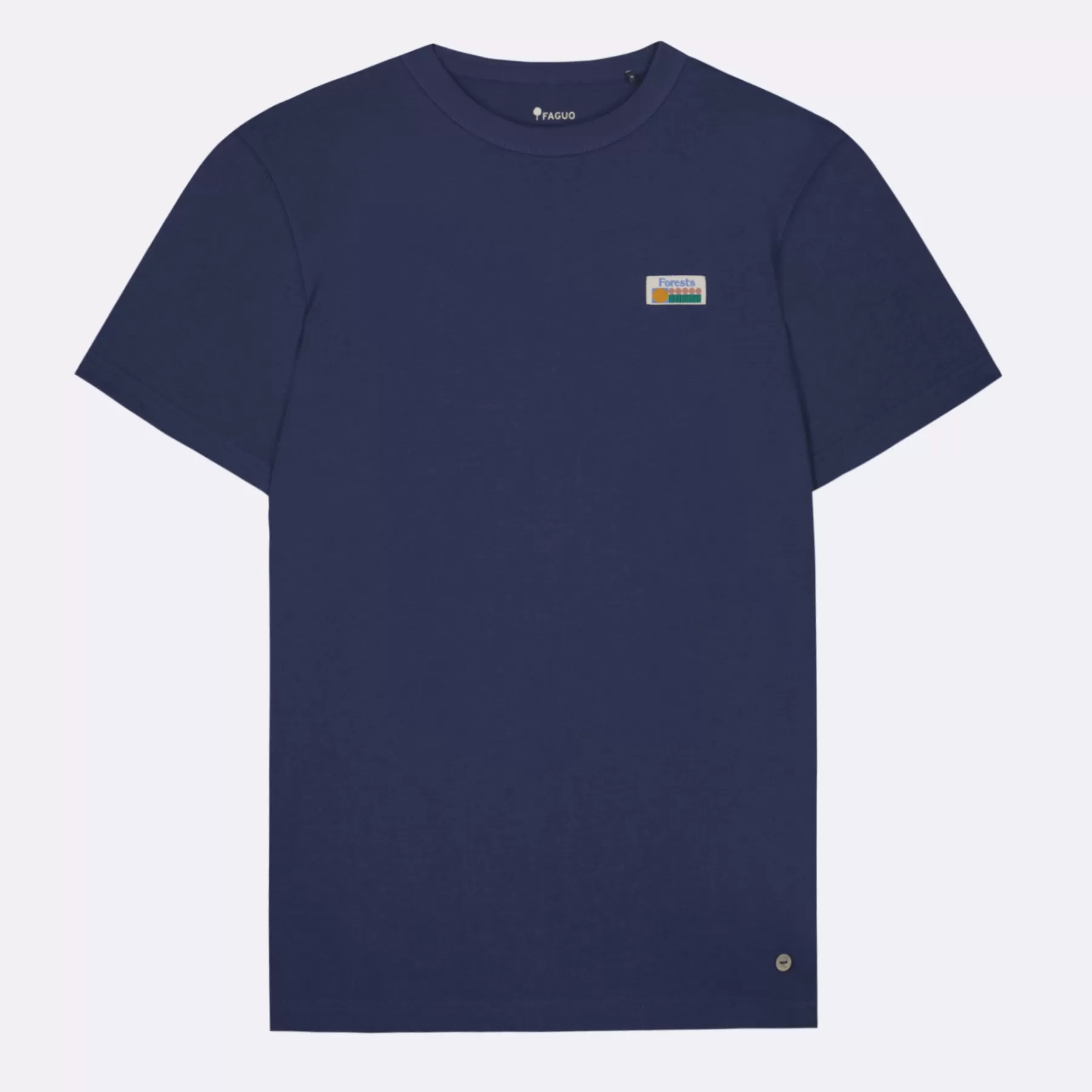 Best Sale Indigo Round Neck T-Shirt Faguo T-Shirts