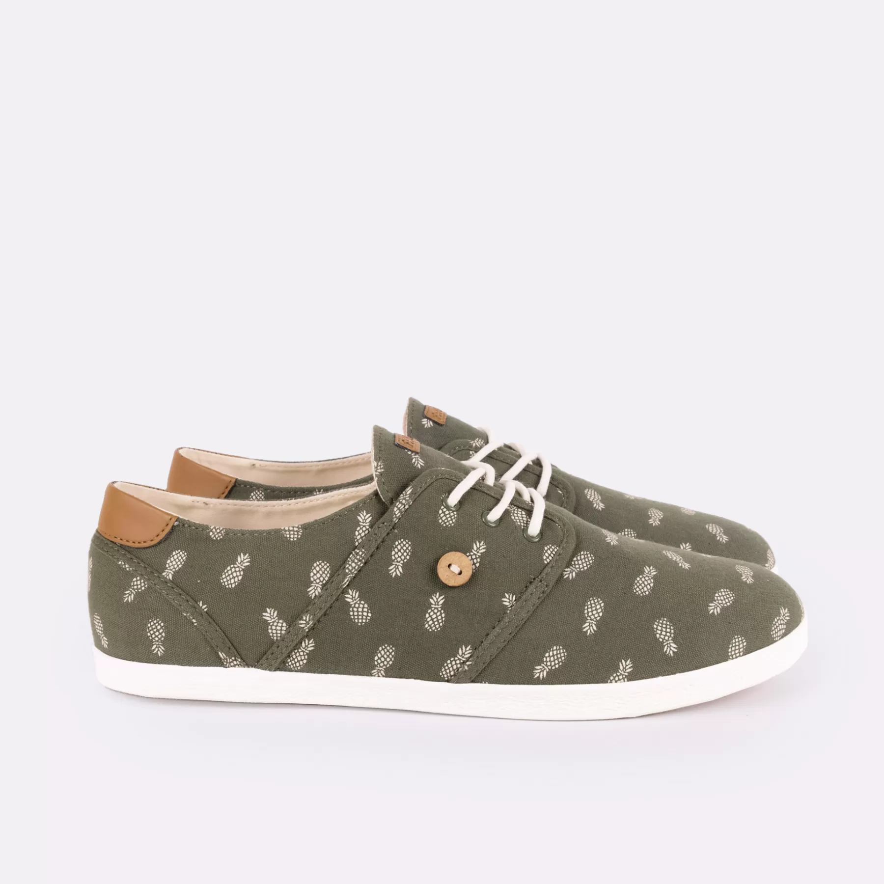 Outlet Kaki And Ecru Tennis Vegan Man - Shoes