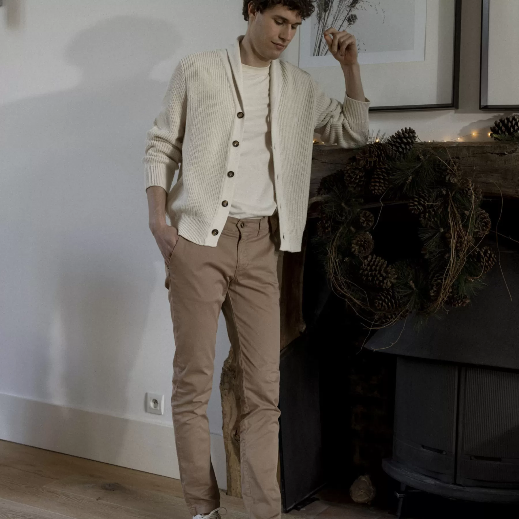 Sale Light Beige Chinos Fitted Cut Chinos & Pants