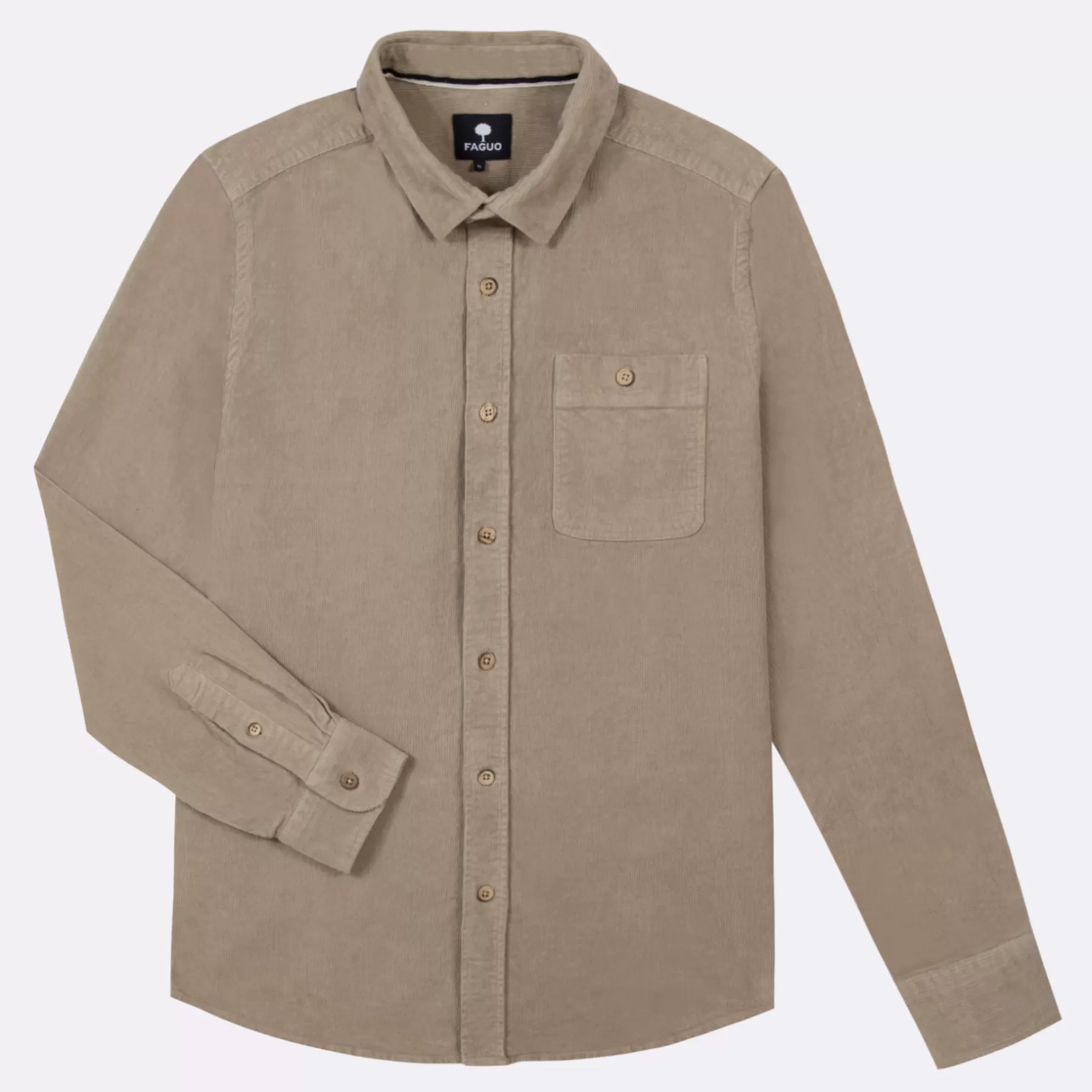 Outlet Light Beige Classic Shirt Textile