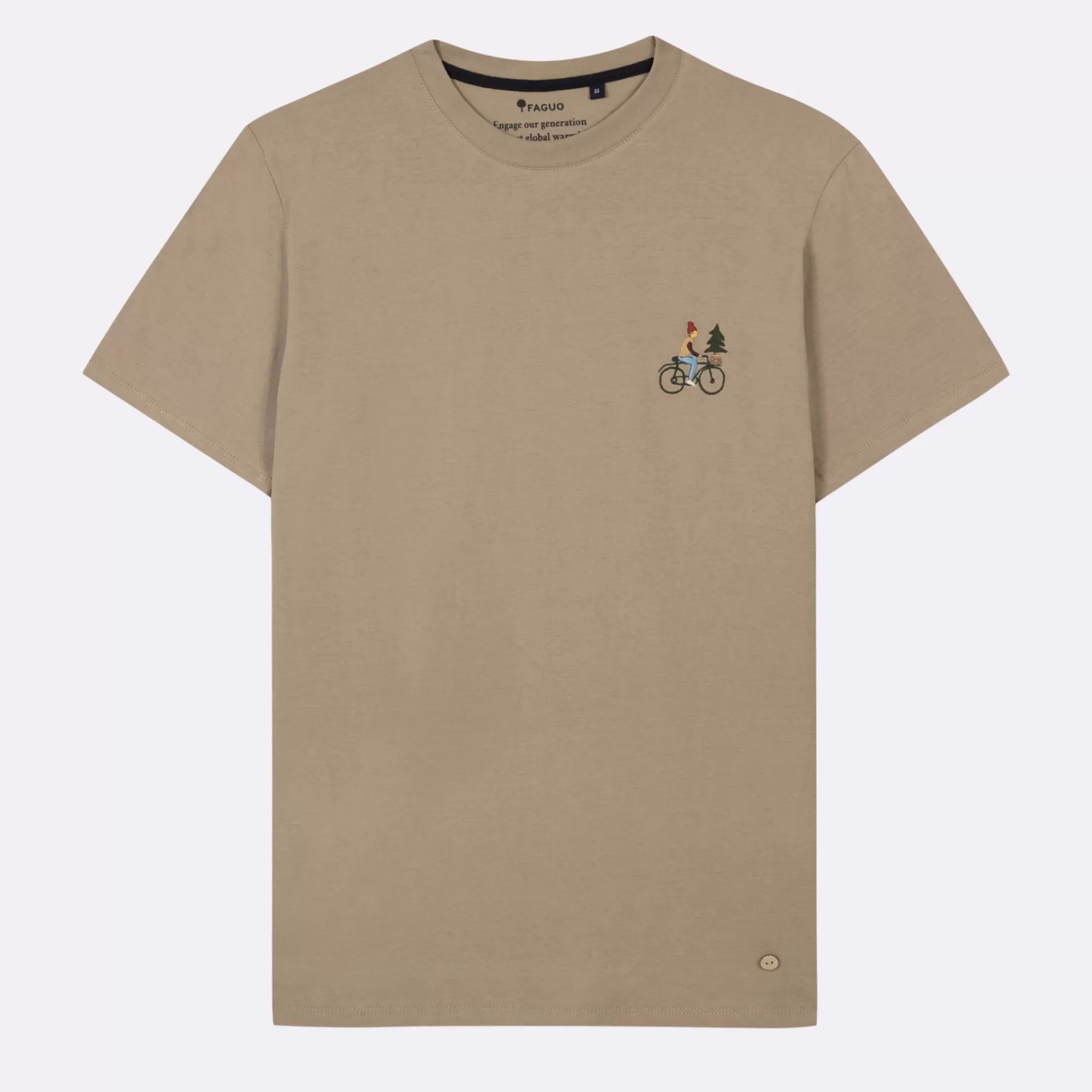 Flash Sale Light Beige Round Neck T-Shirt Bike Embroidery Faguo T-Shirts