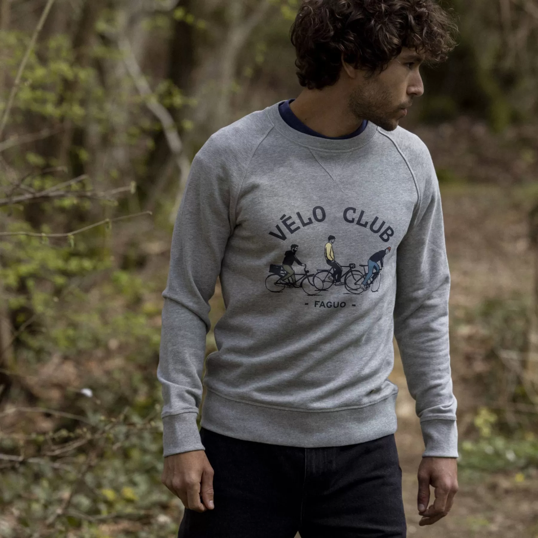 Online Medium Grey Melanged Round Neck Sweatshirt V Lo Club Faguo Sweatshirts