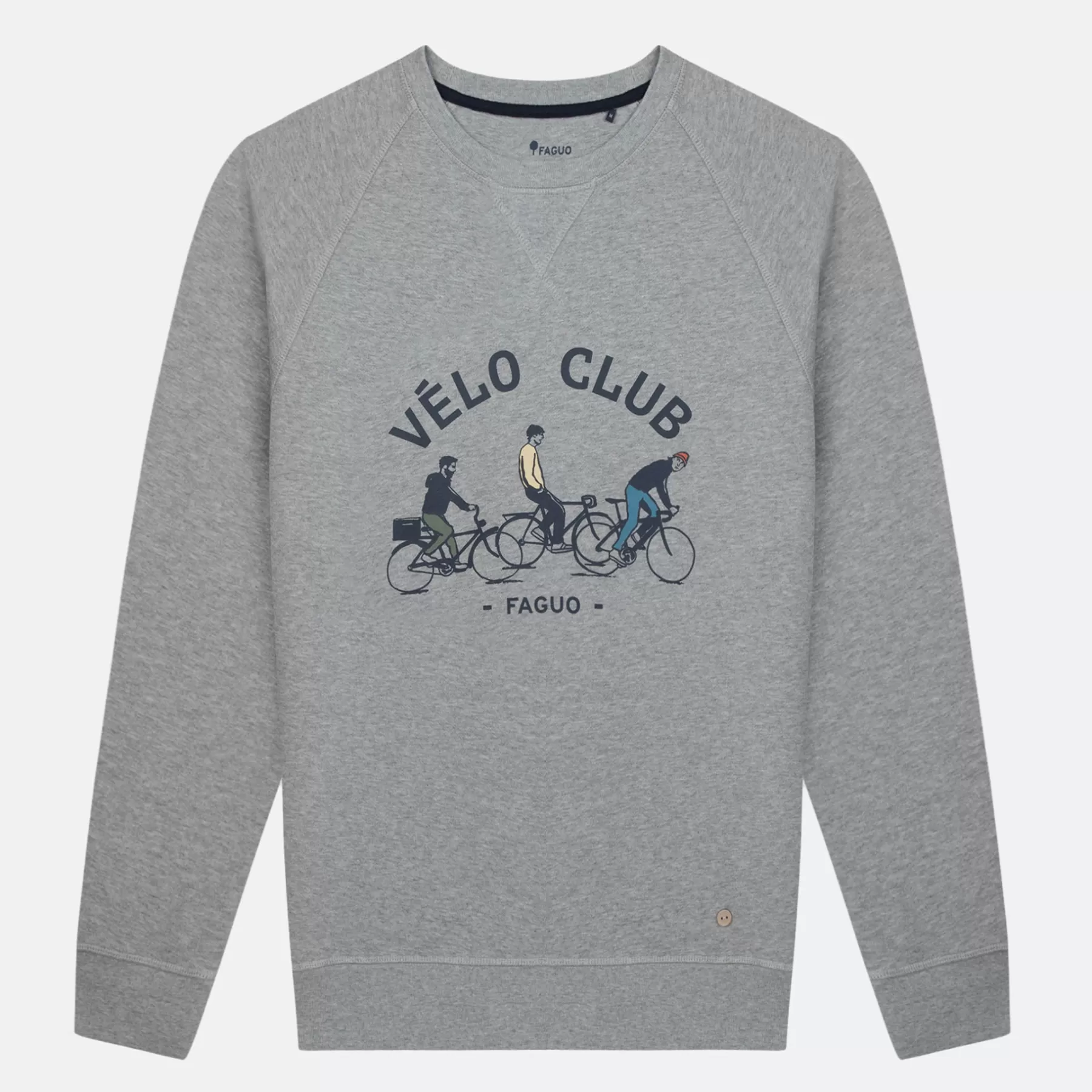 Online Medium Grey Melanged Round Neck Sweatshirt V Lo Club Faguo Sweatshirts