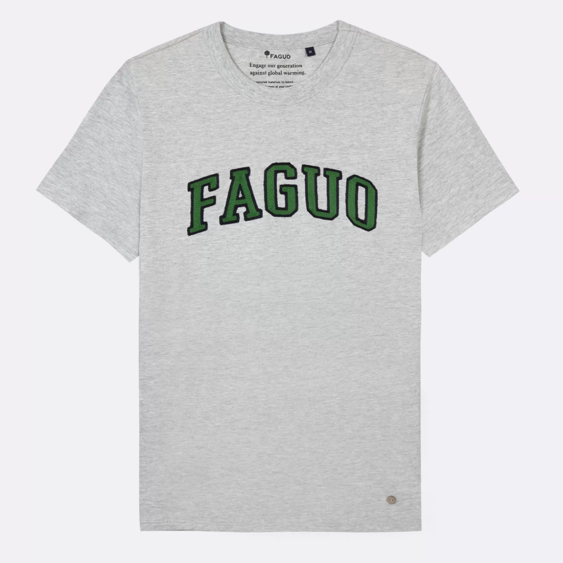 Discount Medium Grey Melanged Round Neck T-Shirt Faguo T-Shirts