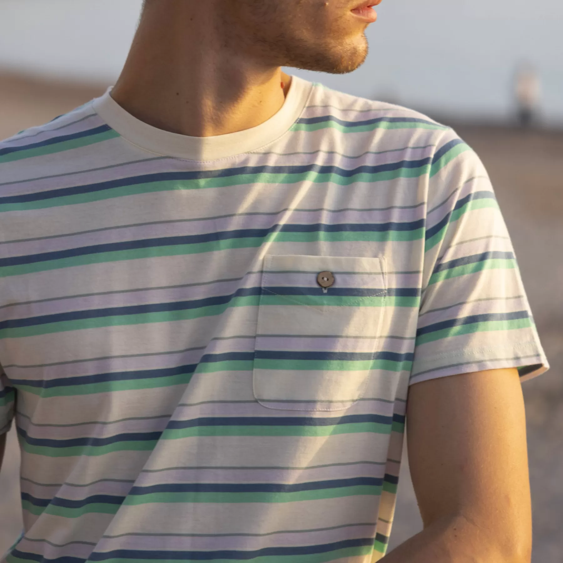 Store Multicolor And Jade Round Neck T-Shirt Faguo T-Shirts