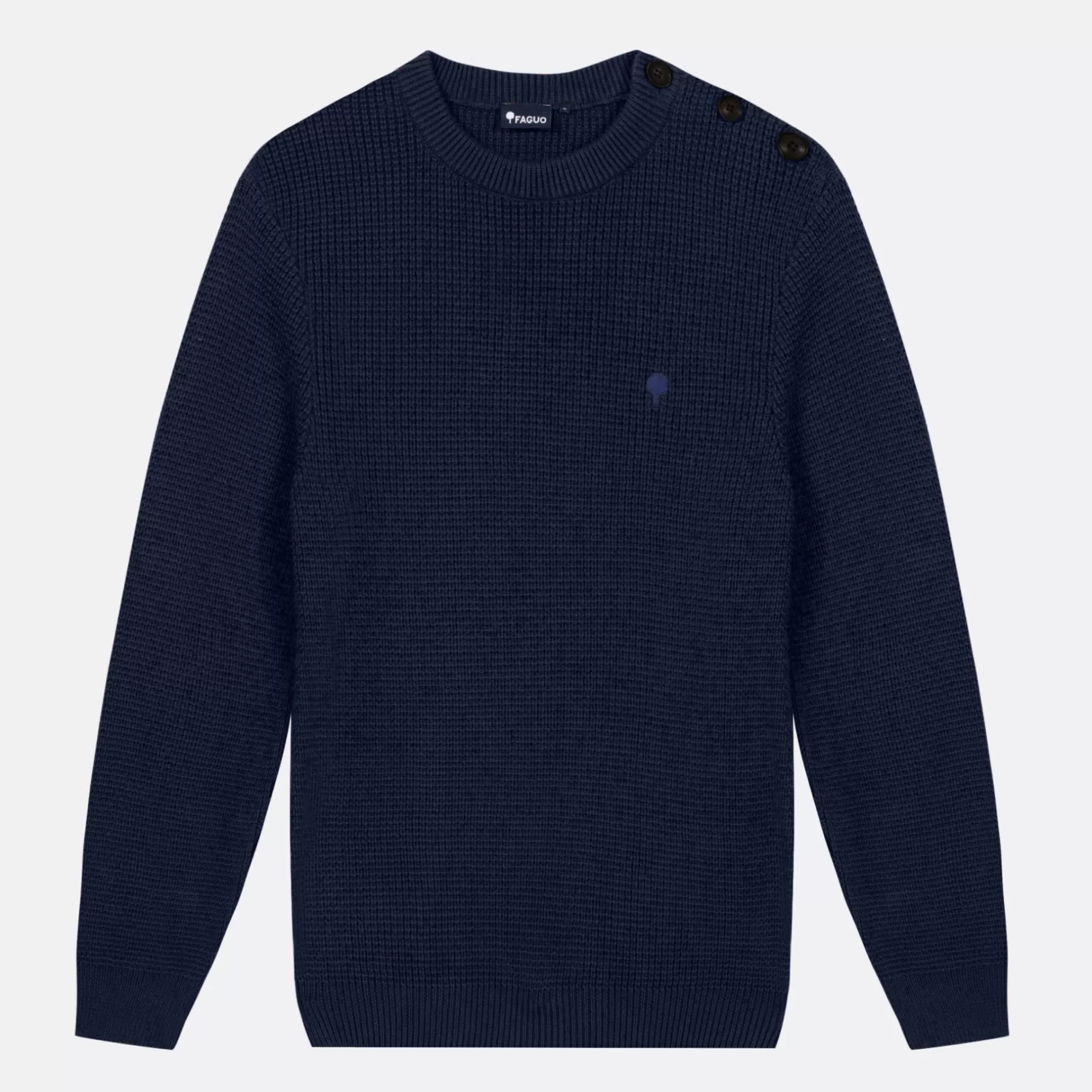 Cheap Navy Buttoned Collar Jumper Pullovers