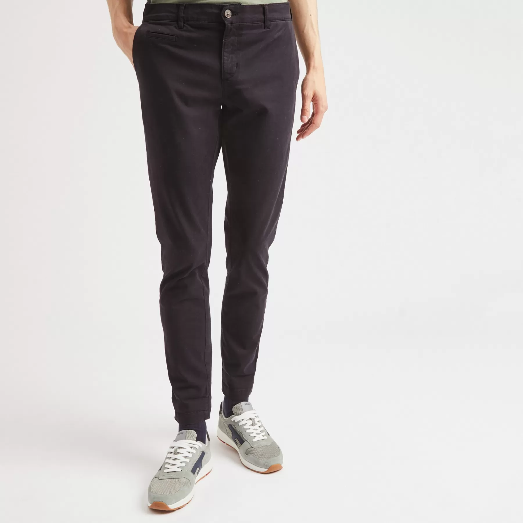 Online Navy Chinos Fitted Cut Textile