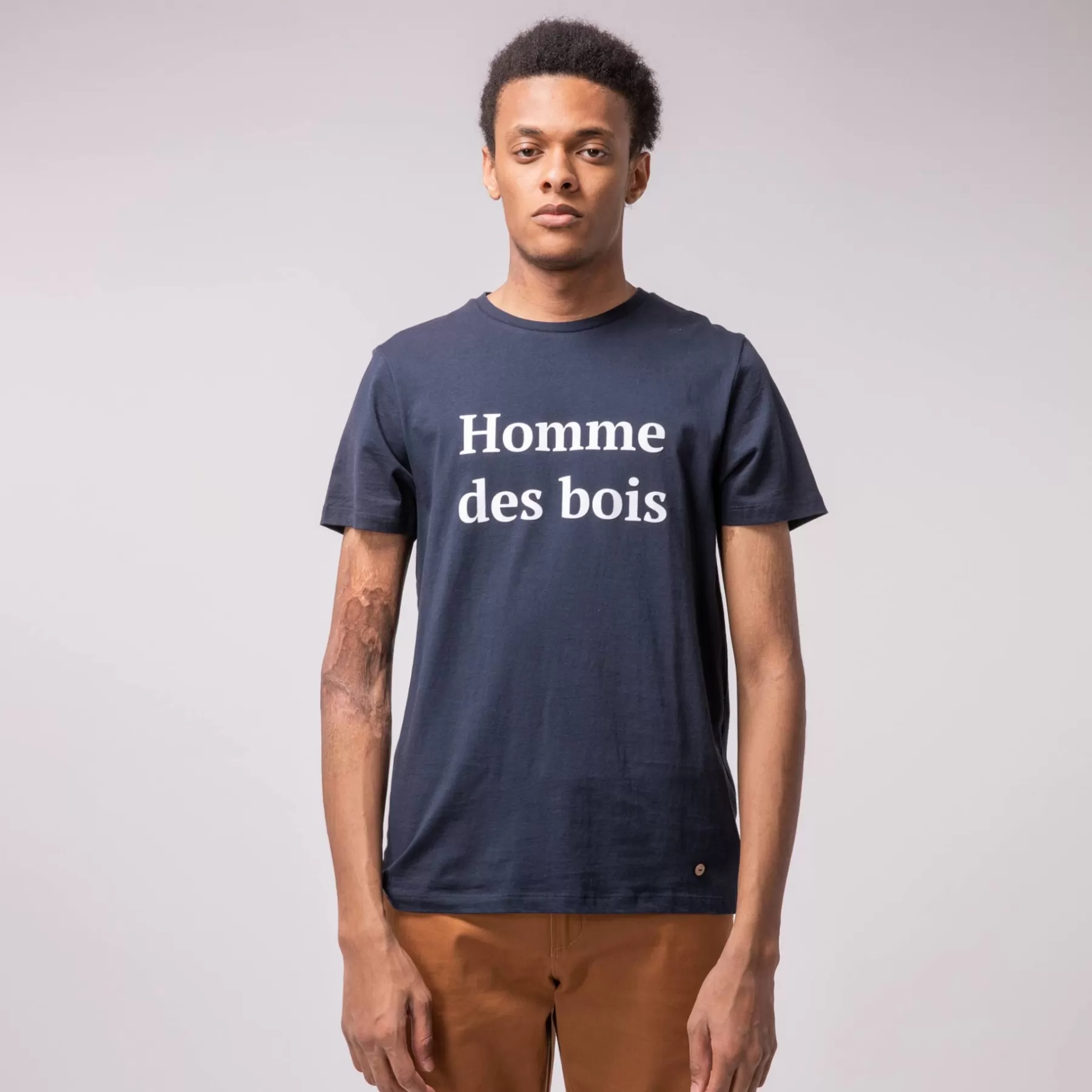 Outlet Navy Round Neck T-Shirt Homme Des Bois Faguo T-Shirts