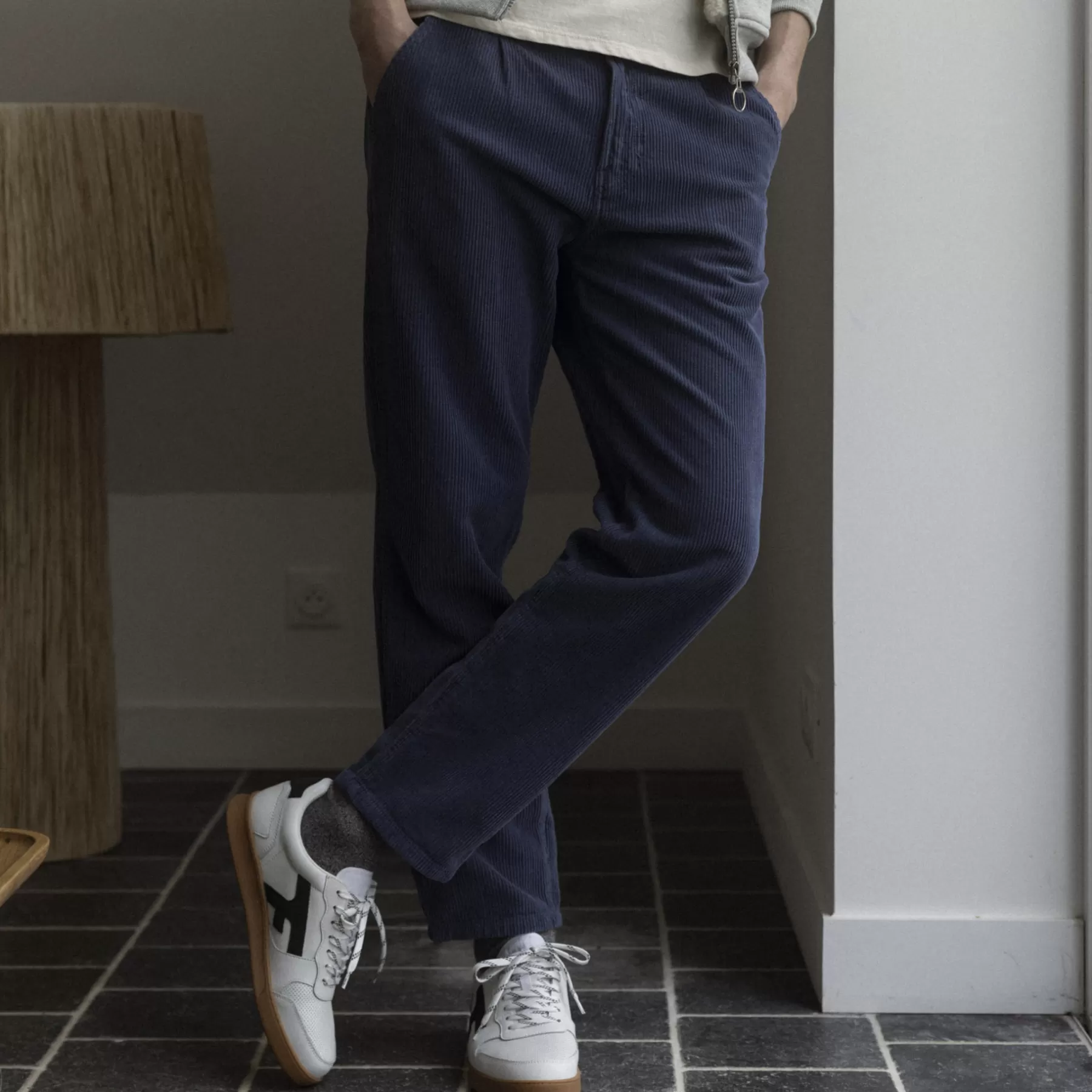 Online Washed Navy Pants Tapered Cut Chinos & Pants