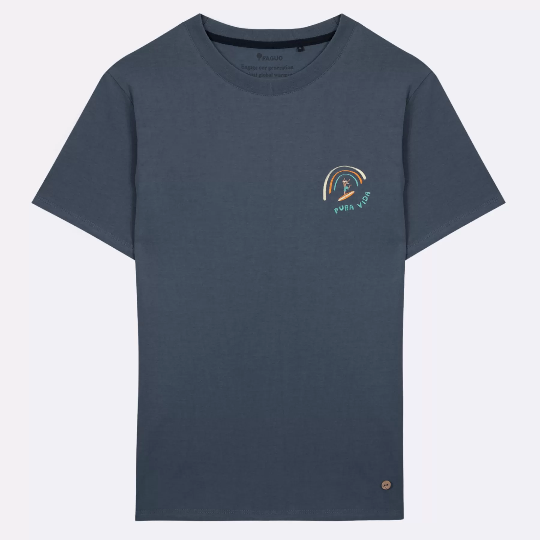 Clearance Washed Navy Round Neck T-Shirt Pura Vida Faguo T-Shirts