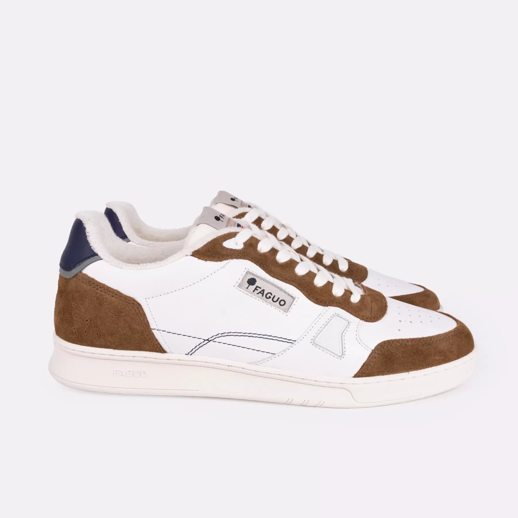 Fashion White & Navy & Brown Baskets Man - Shoes