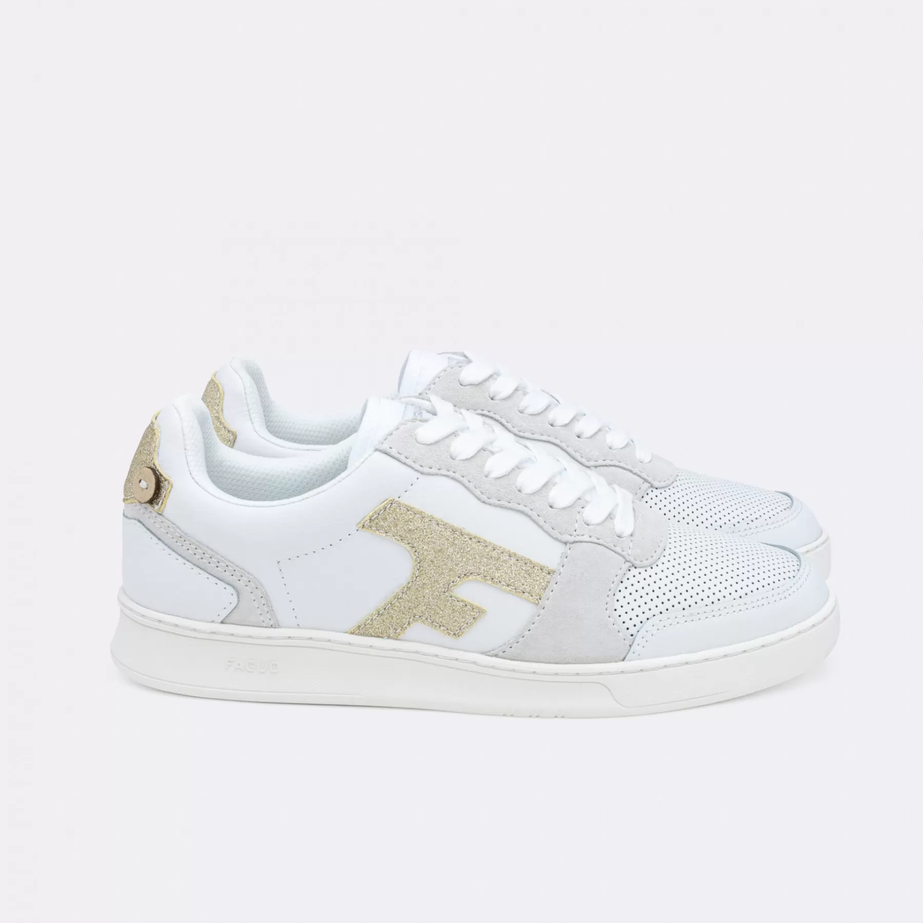 New White And Gold Sneakers Man - Shoes