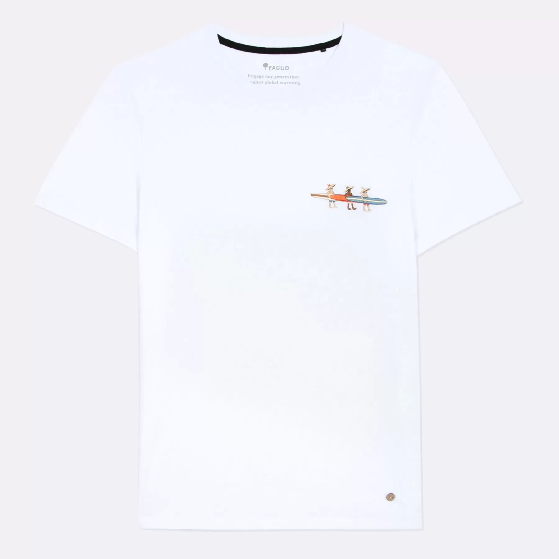 Clearance White T-Shirt "Surf" In Recycled Cotton Faguo T-Shirts