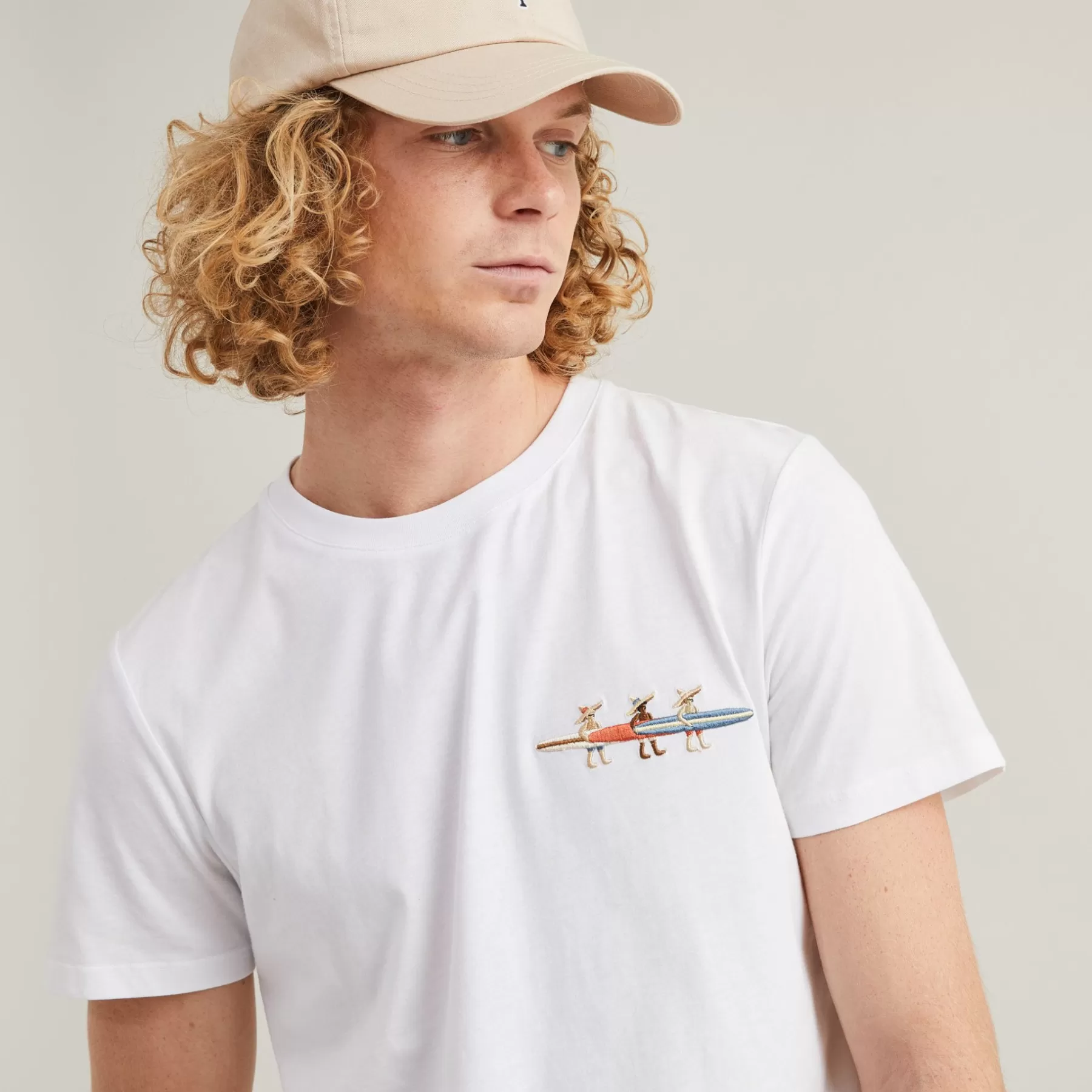 Clearance White T-Shirt "Surf" In Recycled Cotton Faguo T-Shirts